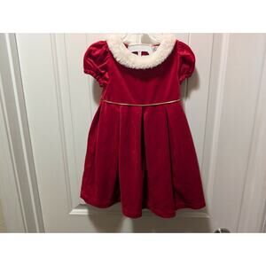 Max Studio Girl's Toddler 3T Holiday Christmas Red Velour Winter Dress Faux Fur